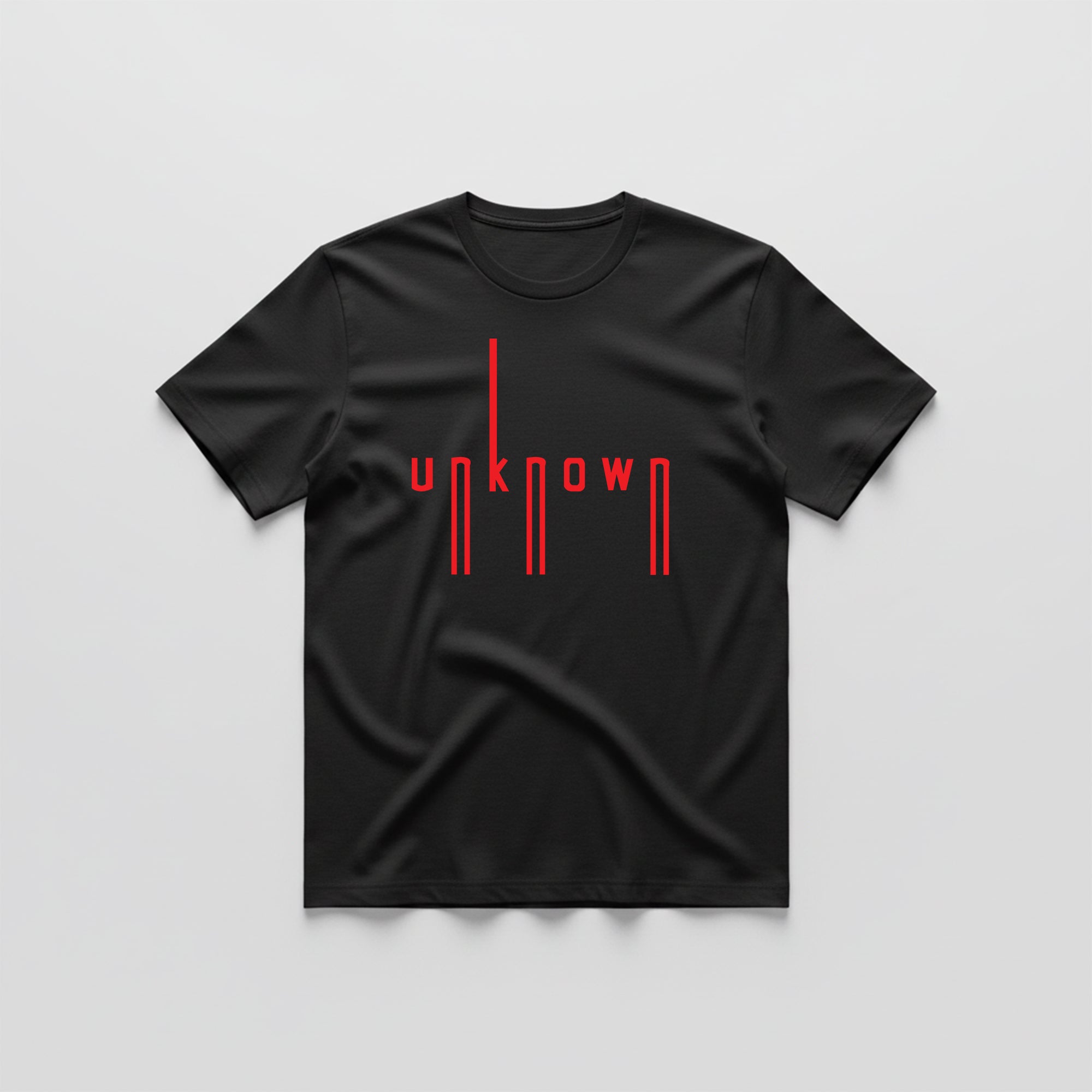 Black T-Shirt – Front “Unknown” Design Printed
