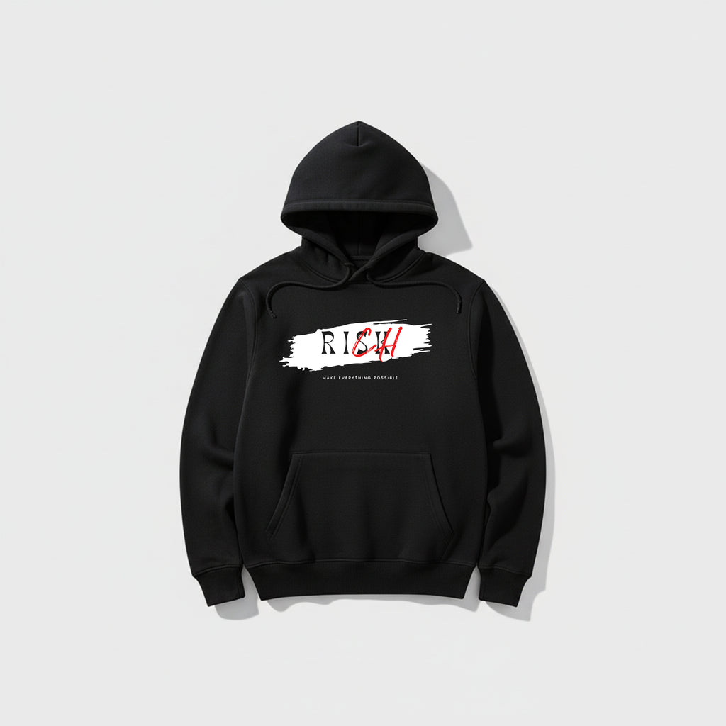 Black Hoodie – Front “RISK” Printed Design