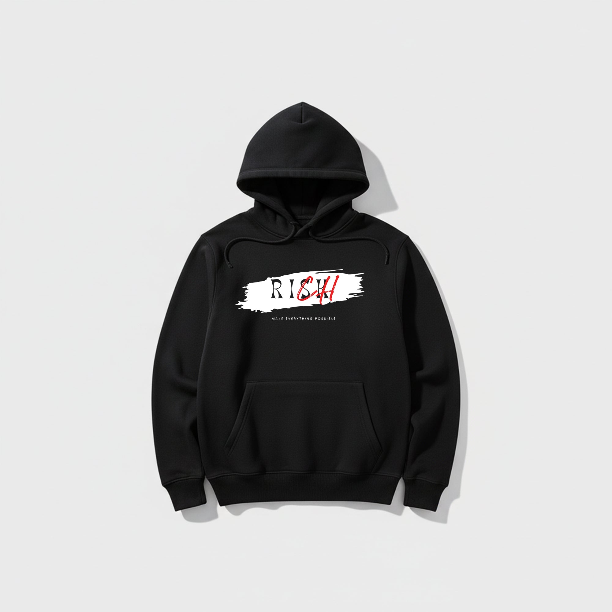 Black Hoodie – Front “RISK” Printed Design