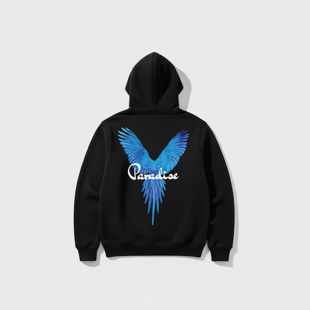 Black Hoodie – Back “Paradise” Printed Design