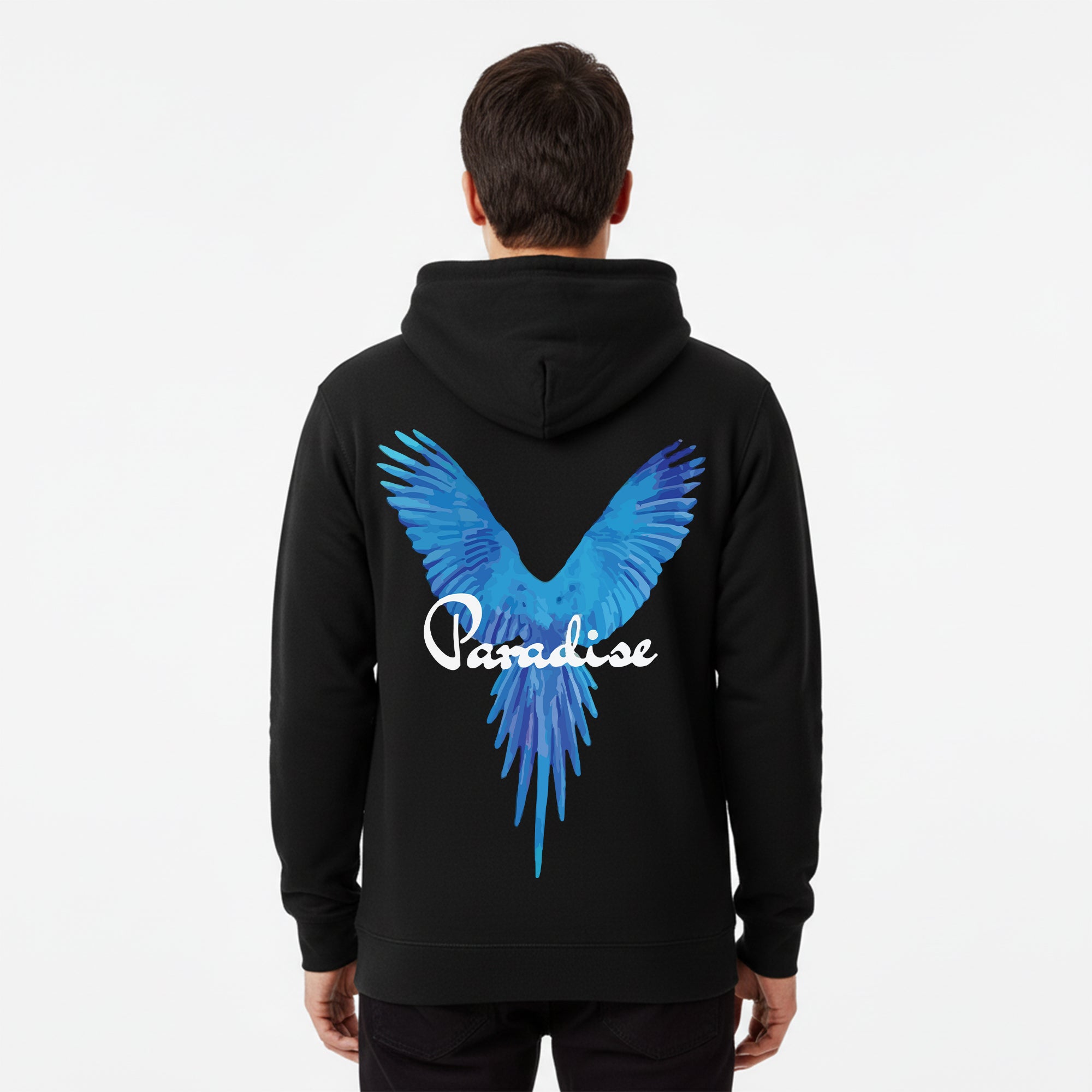 Black Hoodie – Back “Paradise” Printed Design