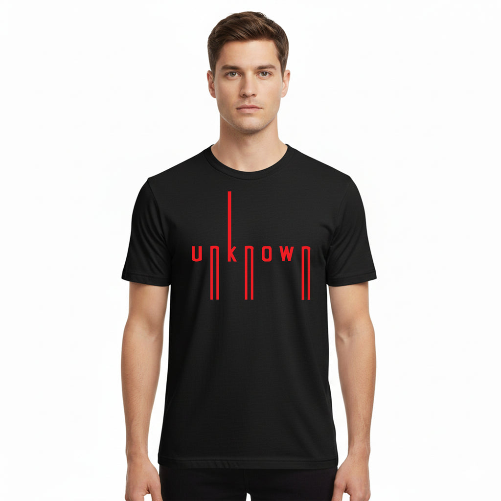 Black T-Shirt – Front “Unknown” Design Printed