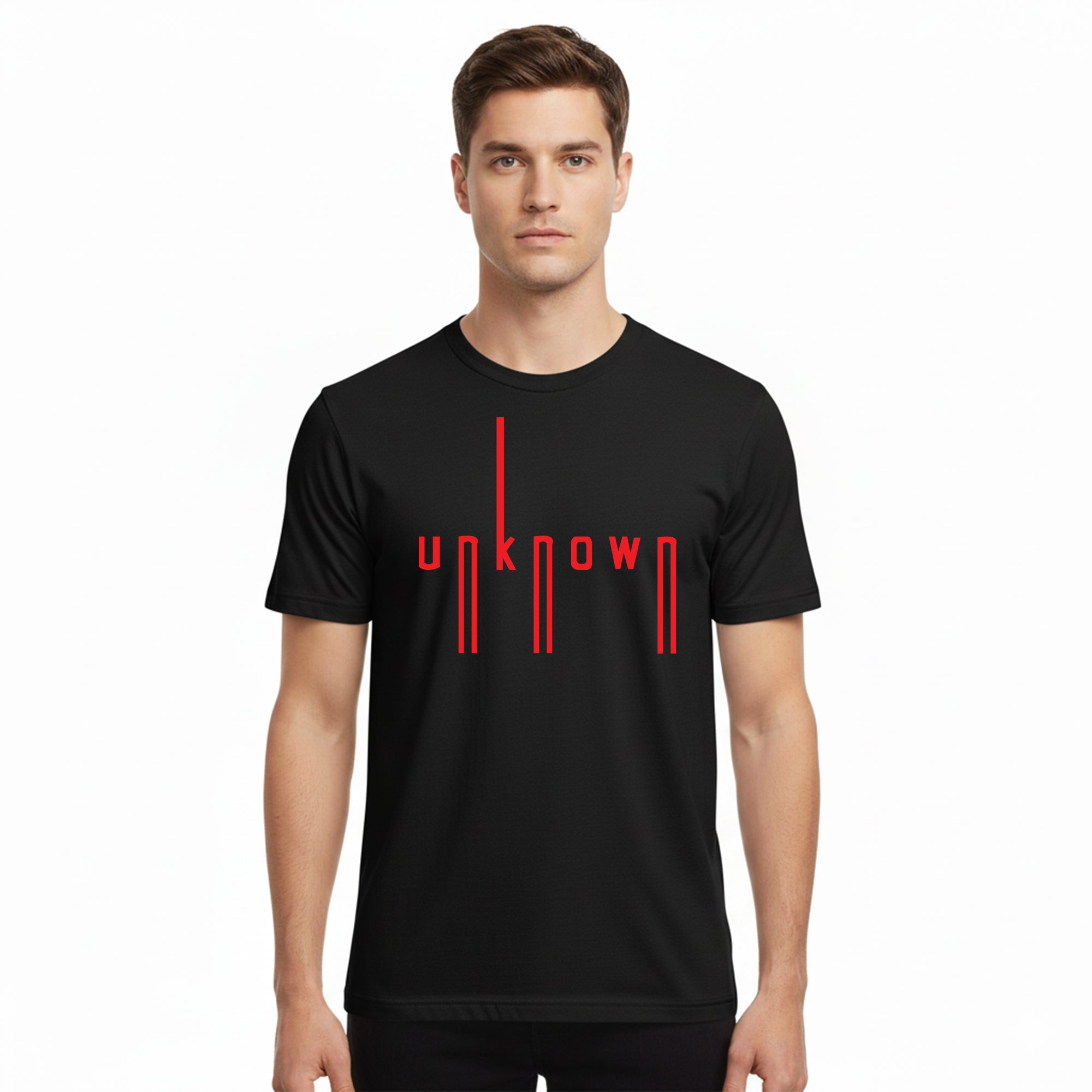 Black T-Shirt – Front “Unknown” Design Printed
