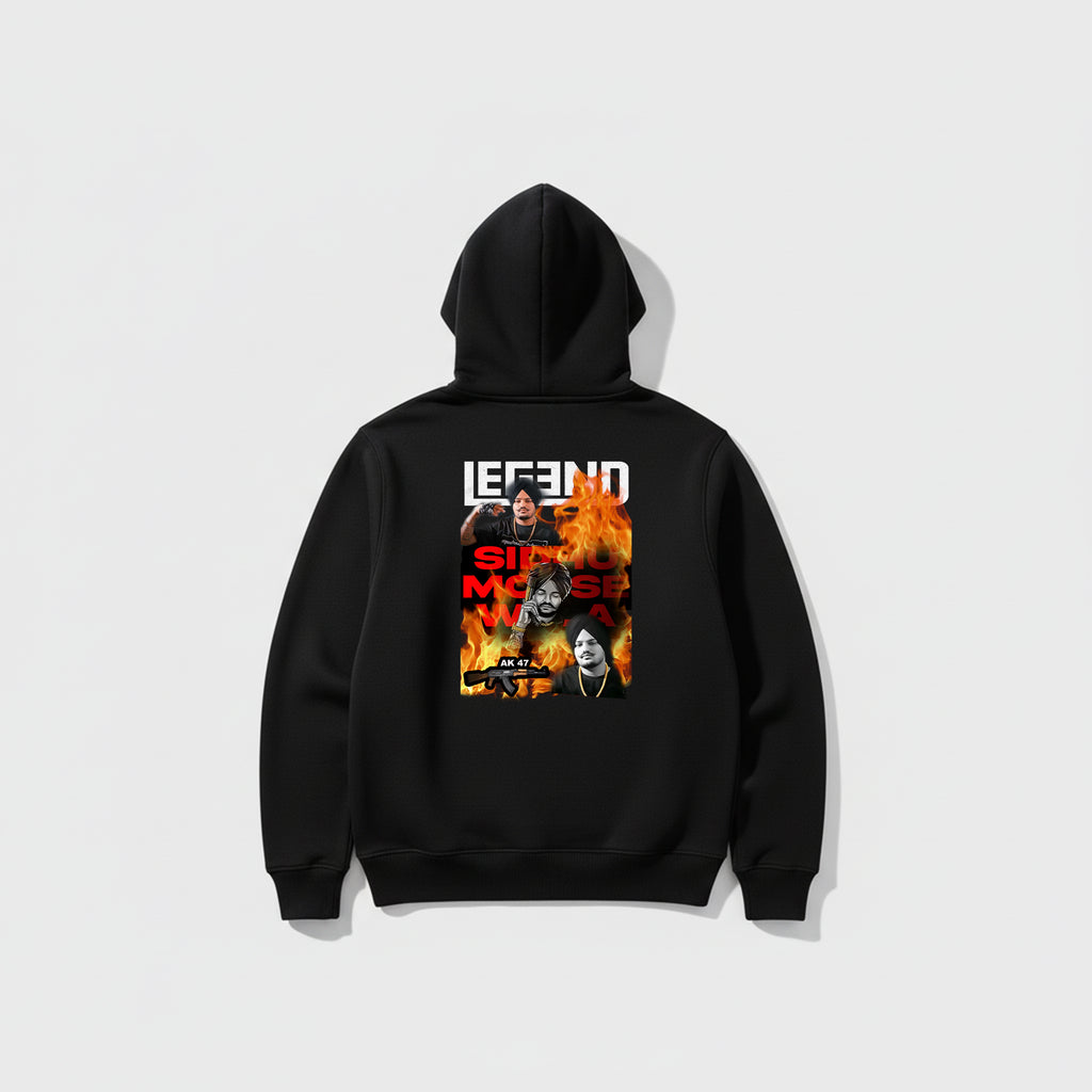 Black Hoodie – Front “LEGEND” & Back Sidhu Moose Wala Design