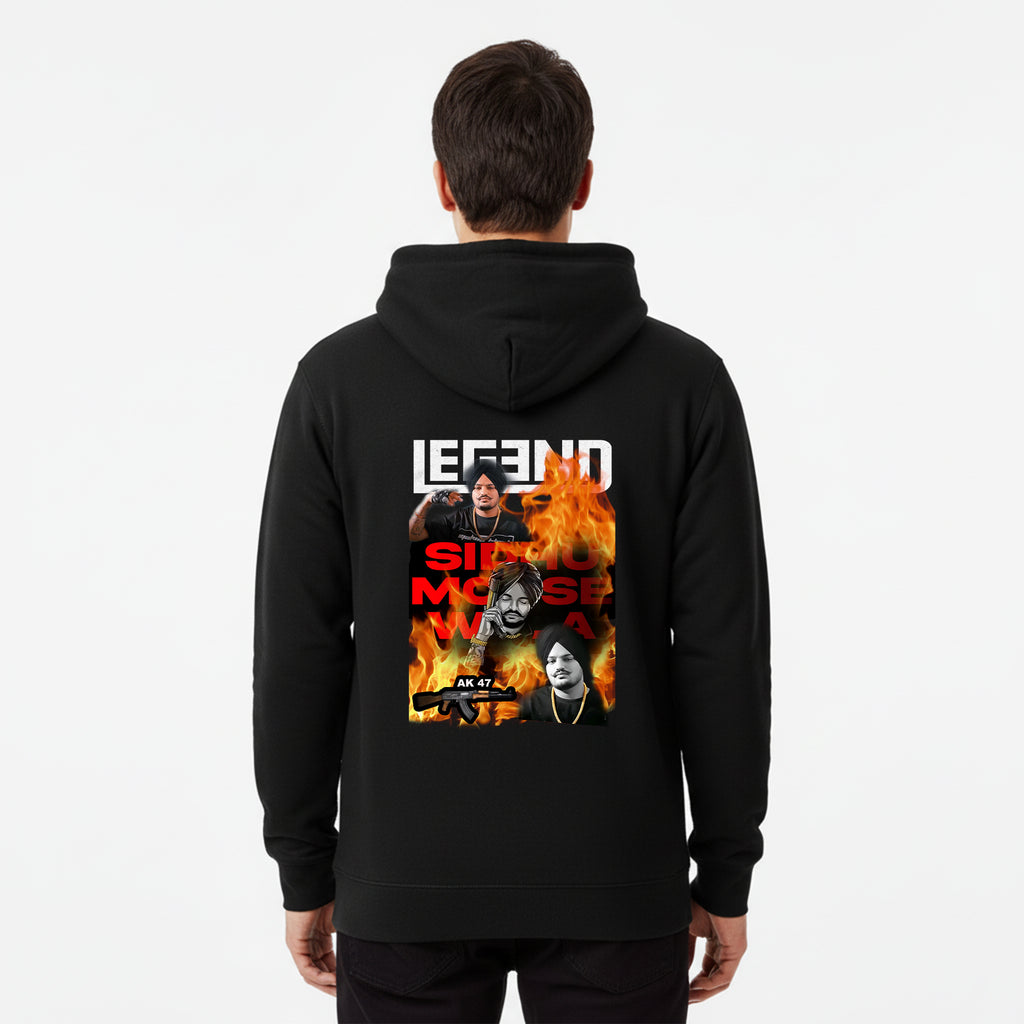 Black Hoodie – Front “LEGEND” & Back Sidhu Moose Wala Design