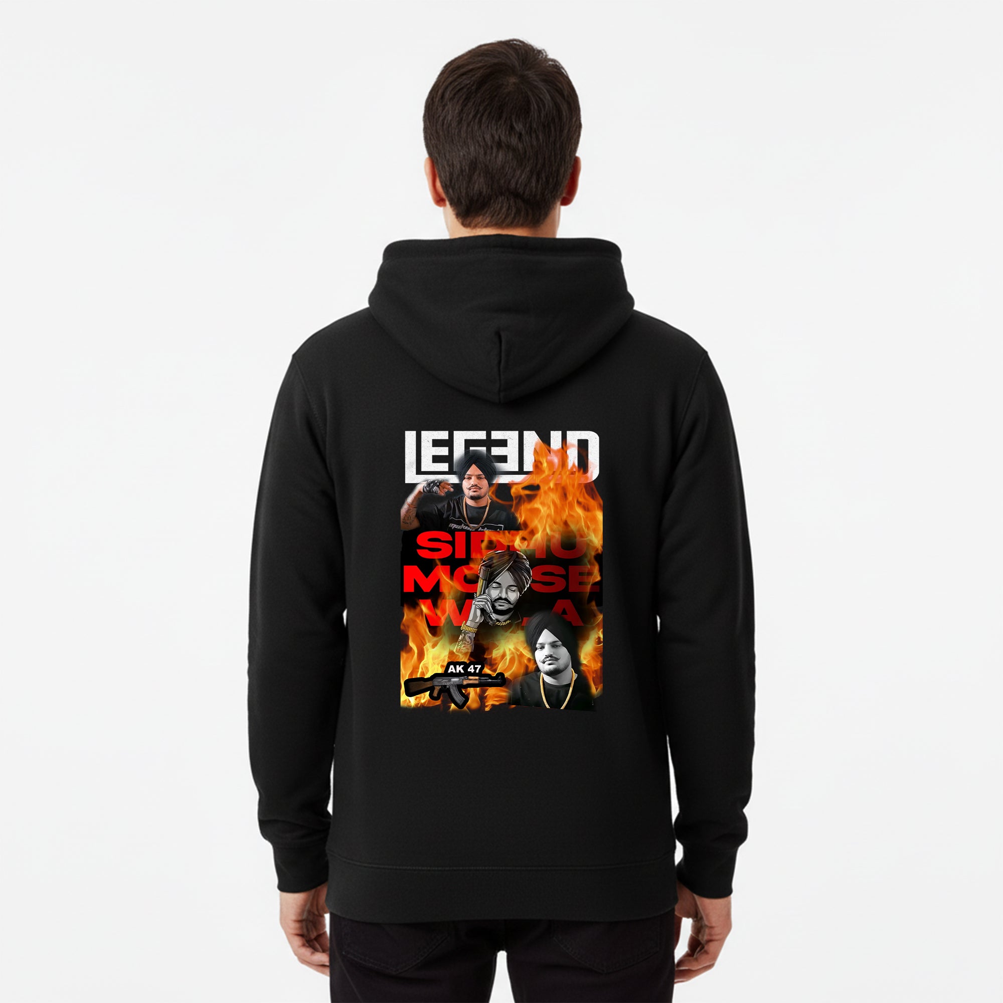 Black Hoodie – Front “LEGEND” & Back Sidhu Moose Wala Design