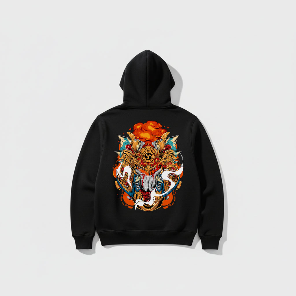 Black Hoodie – Front Abstract Print & Back Abstract Design