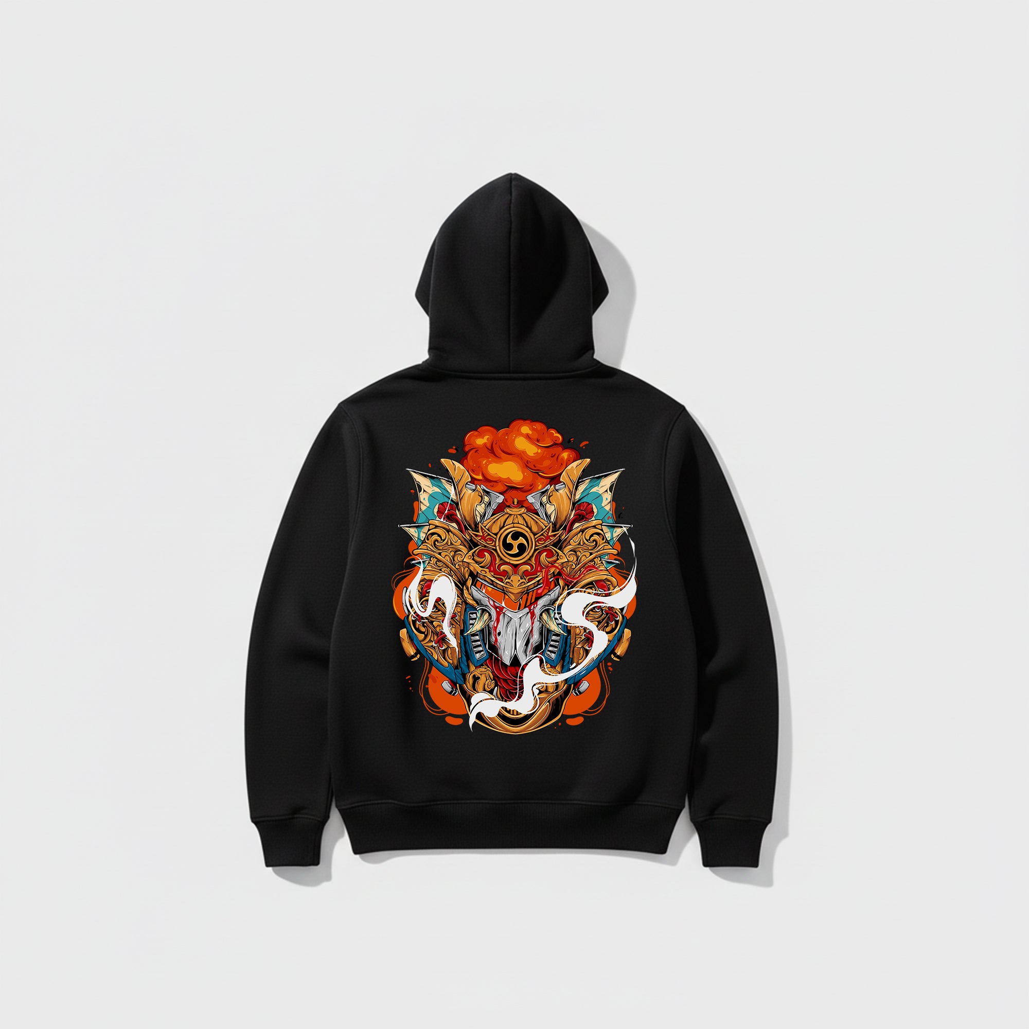 Black Hoodie – Front Abstract Print & Back Abstract Design