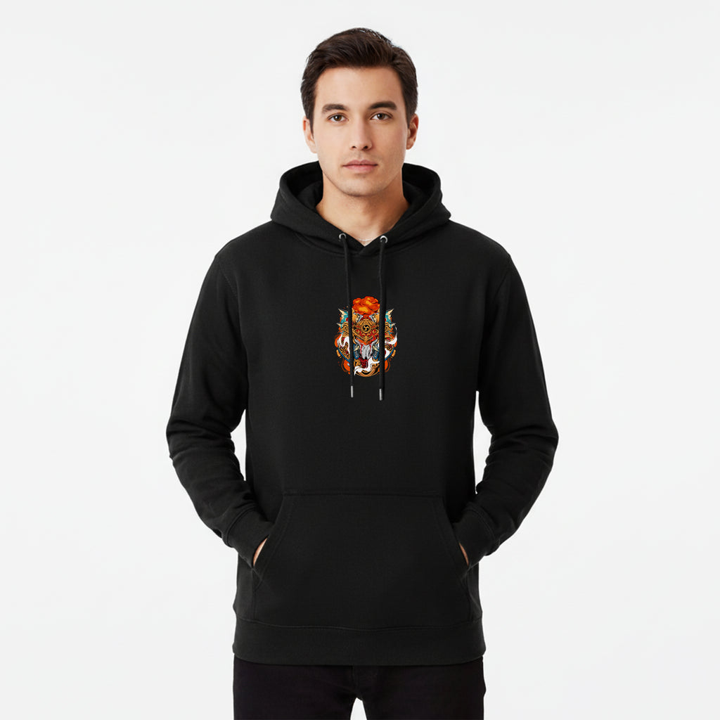 Black Hoodie – Front Abstract Print & Back Abstract Design