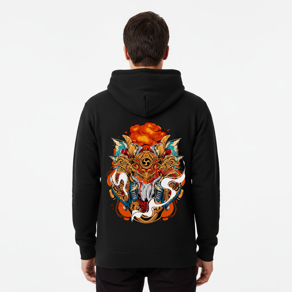 Black Hoodie – Front Abstract Print & Back Abstract Design