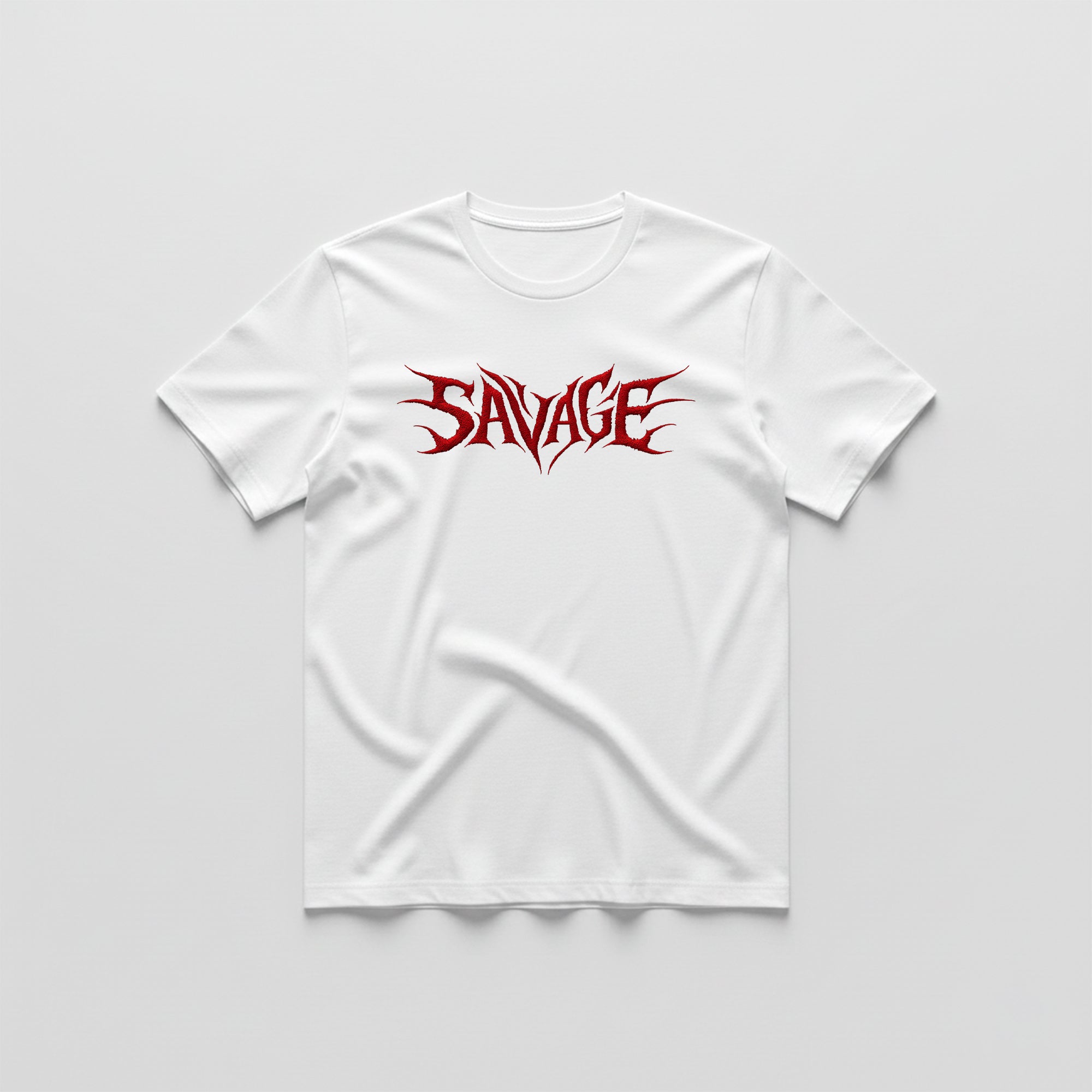 White T-Shirt – Front “SAVAGE” Design Printed