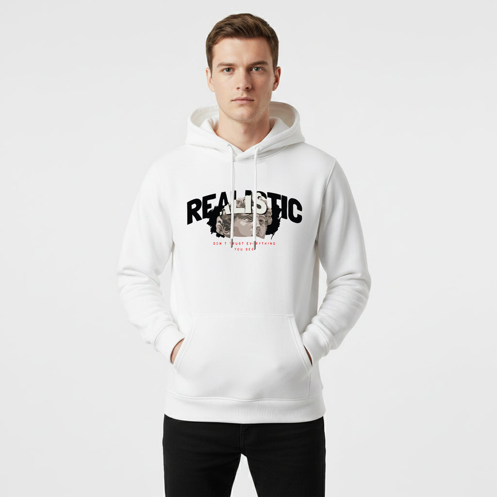 White Hoodie – Front Realistic Printed Design