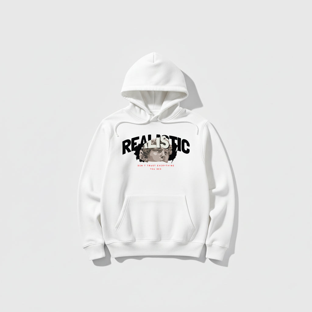 White Hoodie – Front Realistic Printed Design