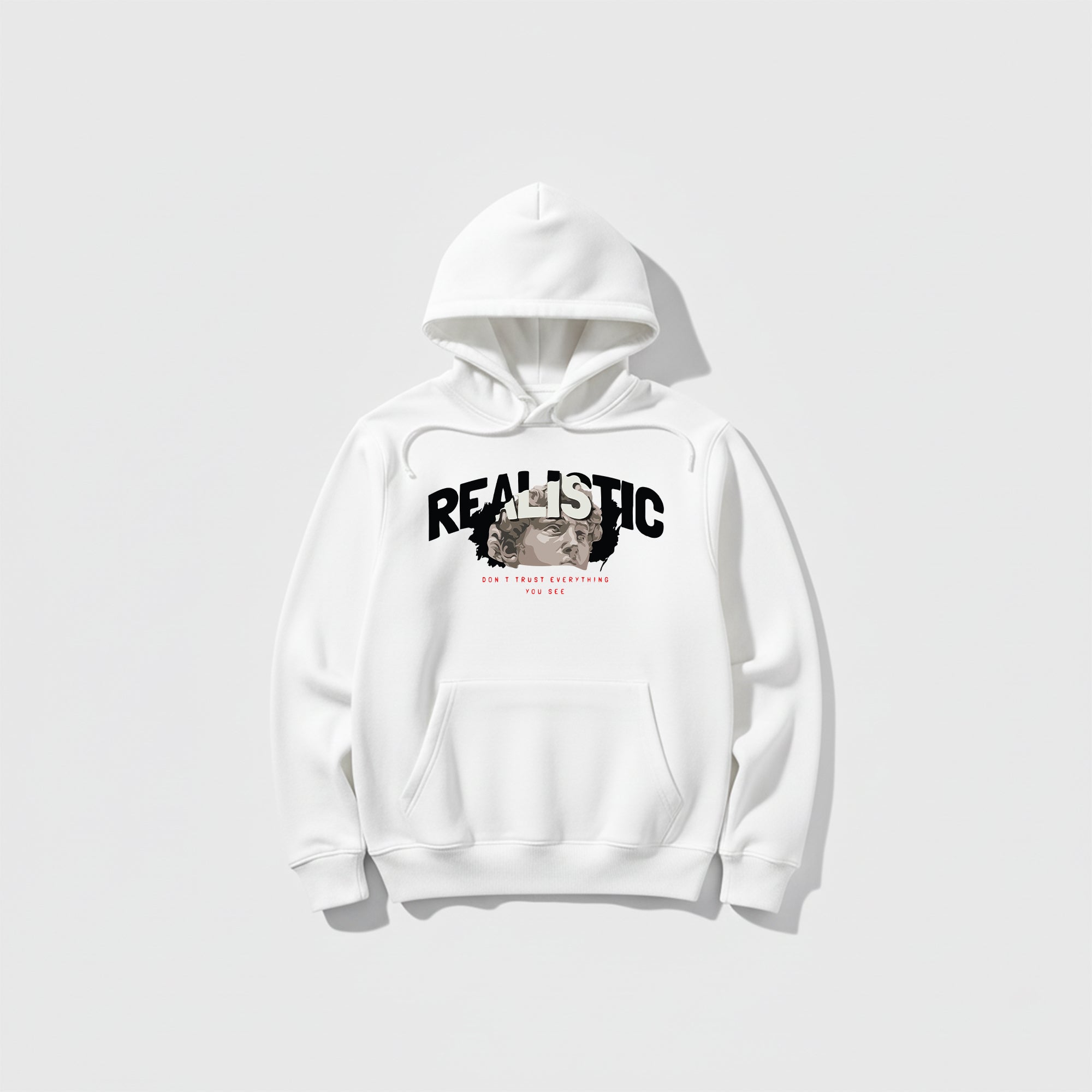 White Hoodie – Front Realistic Printed Design